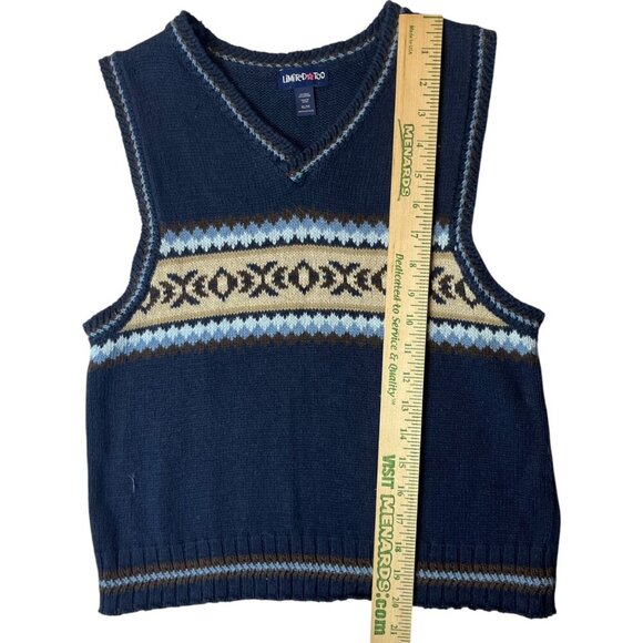 Vtg Y2K‎ Limited Too Girl's XL/16 Sweater Vest Blue Brown Fair Isle Casual - Picture 5 of 6